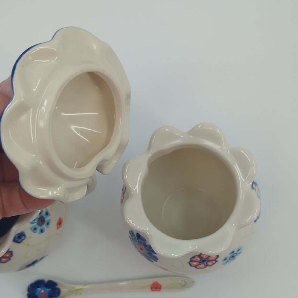 Anthropologie Covered Sugar, Sugar Spoon, and Creamer Set - Picture 5 of 8